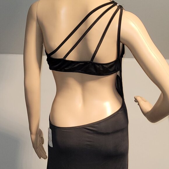 Sexy Women Black Long Classy Dress Stretch Black Sequence Club Medium SL6036-2 - Picture 6 of 9